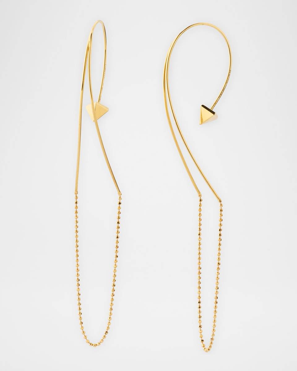 18K Yellow Gold Chains Curve Midi Earrings